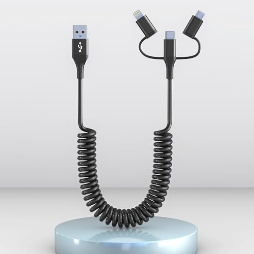 USB A auf USB C Lightning Micro USB Kabel für Apple Carplay und Android Auto,3-in-1 Multi-Ladekabel,MFi-zertifiziert & Daten USB Lightning Spiralkabel Kurz für iPhone 16 15 14 13 Android Samsung USB A auf USB C Lightning Micro USB Kabel für Apple Carplay und Android Auto,3-in-1 Multi-Ladekabel,MFi-zertifiziert & Daten USB Lightning Spiralkabel Kurz für iPhone 16 15 14 13 Android Samsung von Yeemie