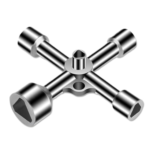 5in1 Dreiecks Ventilschlüssel,Metall Utility Key Universal Cross Triangle Key Wasserzähler Ventilschlüssel Universal Wasserleitung Ventil für Wasserhahn,Gaszähler,Zählerkasten,Schaltschranköffnung von Yeenano
