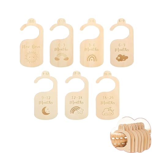 Baby Größentrenner,7 PCS Kleidergrößen Trenner Baby Holz Grössentrenner Schrank Organizer Babykleidung Trenner Organizer für Kleinkinder Mädchen Jungen vom Neugeborenen bis 24 Monate von Yeenano