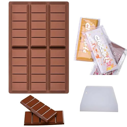 Schokoladenform,Schokoladenform Silikon Tief 6 Hohlräume,Dubai Schokoladentafel Form Mit 1 Schaber und 100 Stück Beuteln Silikonformen Backen Tief Schokoladentafel zum Füllen Schokoriegeln Praline Schokoladenform,Schokoladenform Silikon Tief 6 Hohlräume,Dubai Schokoladentafel Form Mit 1 Schaber und 100 Stück Beuteln Silikonformen Backen Tief Schokoladentafel zum Füllen Schokoriegeln Praline von Yeenano