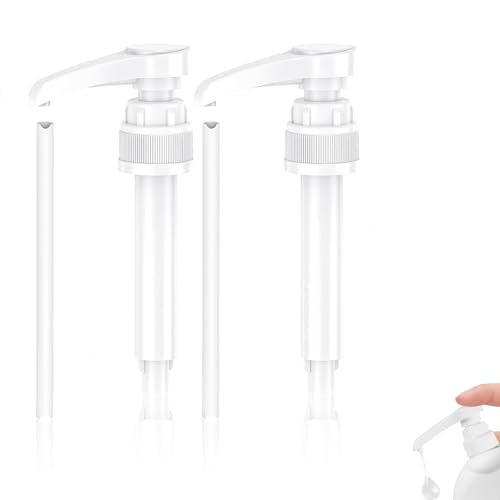 Yeenano Dosierpumpe,2 Psc Syrup Pump Wiederverwendbarer Ersatz Pumpspender für 28/410 Gewindebehälter Flasche 1000 ml Flaschen,Dosierpumpe für Conditioner und Shampoo Handwaschmittel mit Druckpumpe von Yeenano