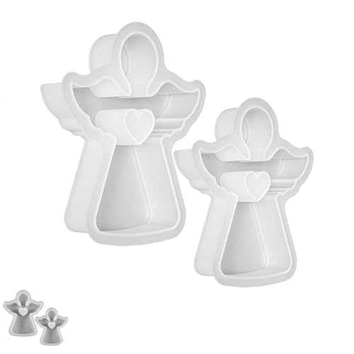 Yeenano Silikonform Engel,2 Stück 3D Engel Silikon Gießformen Engel Kerzenformen Gießformen Silikon Engel mit Herz für Gießen Herstelle für DIY von Handarbeiten Aromatherapie Kerzen Seife Wohnkultur von Yeenano