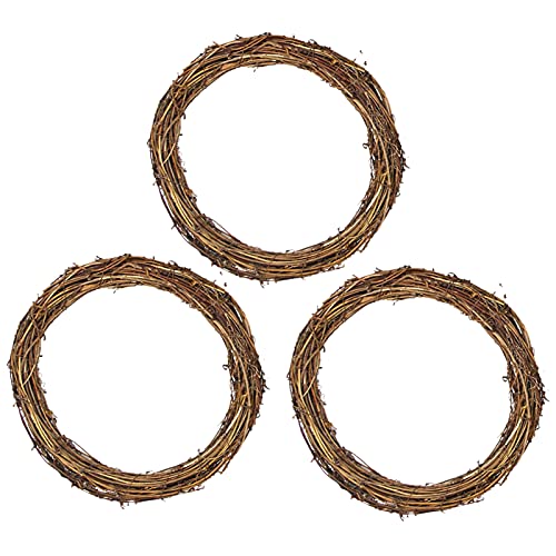 Yeenee 3 Stück Natur-Rattan-Kranzrahmen – Retro Weihnachtskranz Weinrebe Kranz Zweige Weinreben Kranz DIY Handwerk für Weihnachten Tür/Wanddekoration, 25 cm von Yeenee