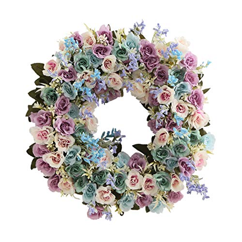 Yeenee Türkranz, künstliche Blumenkranz, für alle Jahreszeiten, für Haustür, Wohnzimmer, Wand, Garten, Hochzeit, Festival, Dekoration (Multicolor-a) von Yeenee