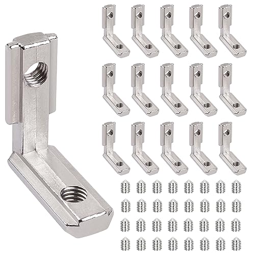 Yeepeo 16 × T-Nut Innenwinkel 2020 M5 Eckverbinder, Aluprofile Nut 6 T Slot 90° L-Form Zinklegierung Inneneckverbinder mit Schrauben T Slot Nut Außenwinkel Winkelwinkel für Aluminiumprofil 20-Serie von Yeepeo