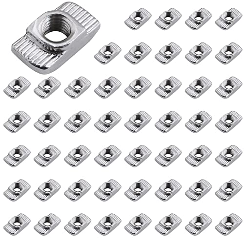 Yeepeo 50 Stück Hammerkopfmutter 6mm Nut 6, M3 Gewinde 2020 Profil Nutensteine Kohlenstoffstahl T-Slot Nutmuttern Hammermutter für Aluminiumprofil Extrusionsschlitz (EU20-M3 ×10×6) von Yeepeo