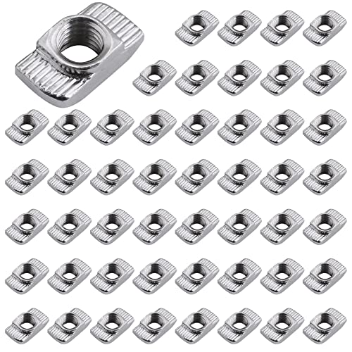 Yeepeo 50 Stück Hammerkopfmutter 8mm Nut 8, M8 Gewinde 4040 Profil Nutensteine Kohlenstoffstahl T-Slot Nutmuttern Hammermutter für Aluminiumprofil Extrusionsschlitz (EU40-M8 ×19.5×10) von Yeepeo
