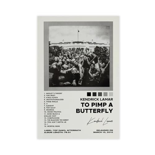 Kendrick Lamar Poster "To Pimp A Butterfly" Albumcover-Poster, Rapper-Poster, Leinwandposter, Wandkunst, Dekordruck, Bild Gemälde für Wohnzimmer, Schlafzimmer, Dekoration, ungerahmt, 30 x 45 cm von Yeepi