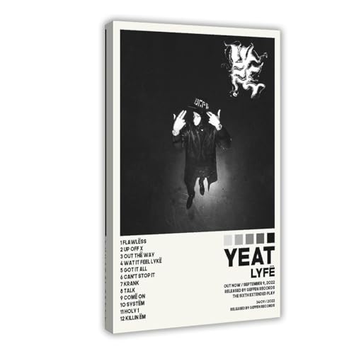 Yeat Poster Lyfe Albumcover Poster Leinwand Poster Wandkunst Dekor Druck Bild Gemälde für Wohnzimmer Schlafzimmer Dekoration Rahmenstil 30 x 45 cm von Yeepi