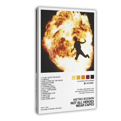 Yeepi 21 Savage Metro Boomin Not All Heros Wear Capes Albumcover Leinwand Poster Schlafzimmer Dekor Sport Landschaft Büro Zimmer Dekor Geschenk Rahmenstil 40 x 60 cm von Yeepi