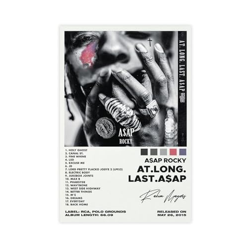 Yeepi "Asap Rocky Poster At Long Last Asap", Albumcover-Poster, Leinwandposter, Schlafzimmer-Dekor, Sportlandschaft, Büro, Raumdekoration, Geschenk, Unframe-Stil, 30 x 45 cm von Yeepi