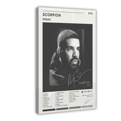 Yeepi Drake-Poster, Skorpion-Poster, Albumcover, Poster, Leinwandposter, Wandkunst, Dekordruck, Bild Gemälde für Wohnzimmer, Schlafzimmer, Dekoration, Rahmen-Stil, 20 x 30 cm von Yeepi