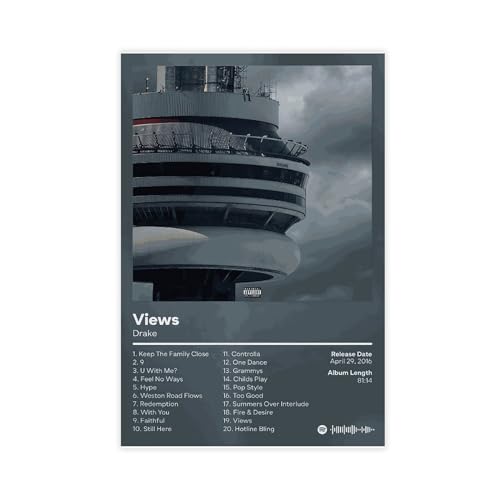 Yeepi Drake Poster Ansichten Poster Album Cover Poster 3 Leinwand Poster Schlafzimmer Dekor Sport Landschaft Büro Zimmer Dekor Geschenk Unframe-Stil 40 x 60 cm von Yeepi