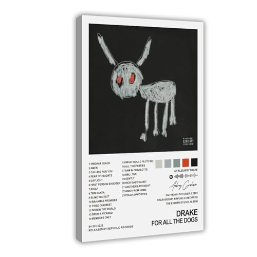 Yeepi Drake Poster für alle Hunde, Albumcover, 2 Leinwand-Poster, Schlafzimmer-Dekor, Sportlandschaft, Büro, Raumdekoration, Geschenk, Rahmen-Stil, 40 x 60 cm Yeepi Drake Poster für alle Hunde, Albumcover, 2 Leinwand-Poster, Schlafzimmer-Dekor, Sportlandschaft, Büro, Raumdekoration, Geschenk, Rahmen-Stil, 40 x 60 cm von Yeepi