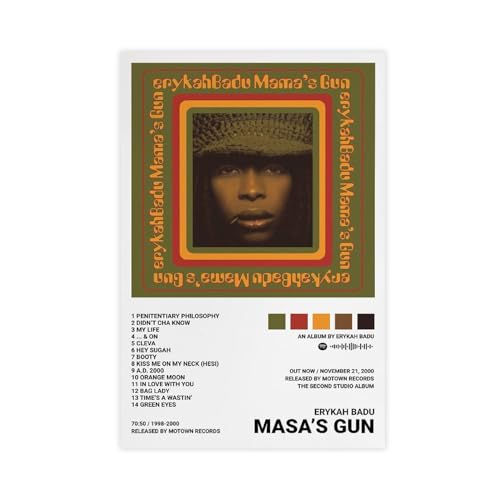 Yeepi Erykah Badu Poster, Mamas Waffe, Albumcover, Poster, Leinwand, Poster, Schlafzimmer-Dekor, Sportlandschaft, Büro, Raumdekoration, Geschenk, ungerahmt, 30 x 45 cm von Yeepi