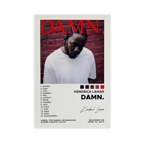 Yeepi Kendrick Lamar Poster "DAMN" Albumcover-Poster, Rapper-Poster, Leinwandposter, Wandkunst, Dekordruck, Bild Gemälde für Wohnzimmer, Schlafzimmer, Dekoration, ungerahmt, 20 x 30 cm von Yeepi