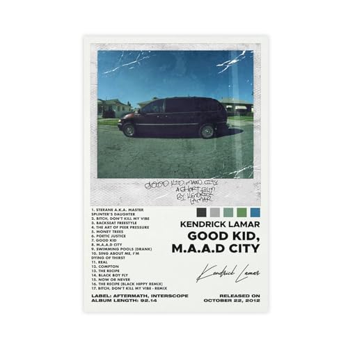 Yeepi Kendrick Lamar Poster Good Kid Maad City Tracklist Album Poster Leinwand Poster Schlafzimmer Dekor Sport Landschaft Büro Zimmer Dekor Geschenk Unframe-Stil 30 x 45 cm von Yeepi