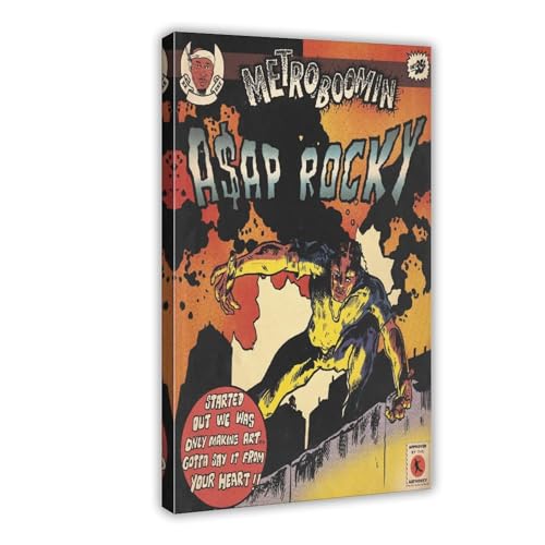 Yeepi Metro Boomin Heroes & Villains (ASAP Rocky) Comic-Poster, Leinwand-Poster, Schlafzimmer-Dekor, Sportlandschaft, Büro, Raumdekoration, Geschenk, Rahmen-Stil, 40 x 60 cm von Yeepi