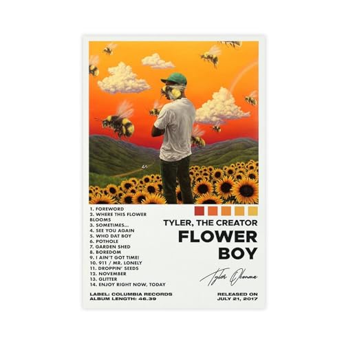 Yeepi Tyler The Creator-Poster, Blumenjunge, Tracklist-Album, Poster, 1 Leinwand-Poster, Schlafzimmer-Dekor, Sportlandschaft, Büro, Raumdekoration, Geschenk, ungerahmt, 30 x 45 cm von Yeepi