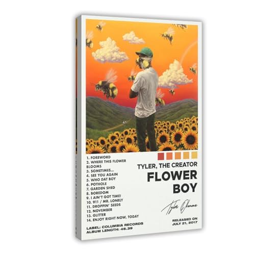 Yeepi Tyler The Creator-Poster, Blumenjunge, Trackliste, Album, Poster, 1 Leinwandposter, Wandkunst, Dekordruck, Bild Gemälde für Wohnzimmer, Schlafzimmer, Dekoration, Rahmen-Stil, 30 x 45 cm von Yeepi