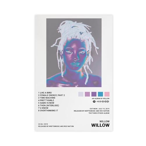 Yeepi Willow Smith Poster mit Weiden-Albumcover-Poster, Leinwand-Poster, Schlafzimmer-Dekor, Sportlandschaft, Büro, Raumdekoration, Geschenk, ungerahmt, 30 x 45 cm von Yeepi