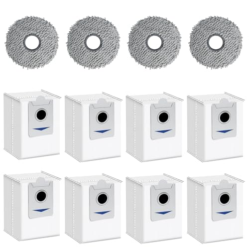 12 Stück Zubehörset für ECOVACS DEEBOT X5 Omni, Ersatzteile - 8 Staubbeutel, 4 Mopp Wischpad Polster, Saugroboter Zubehör Kit Staubsaugerzubehör von Yeerain