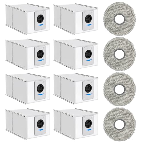 12 Stück Zubehörset für Ecovacs DEEBOT T20 Omni / T20e Omni / T10 Omni / X1 Omni / X1e Omni, Ersatzteile - 8 Staubbeutel, 4 Mopp Wischpad Polster, Saugroboter Zubehör Kit Staubsaugerzubehör von Yeerain
