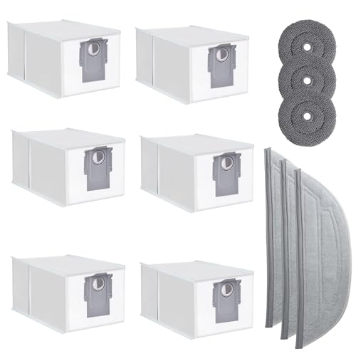 12 Stück Zubehörset für Roborock S8 MaxV Ultra, Ersatzteile - 6 Staubbeutel, 6 Mopp Wischpad Polster, Saugroboter Zubehör Kit Staubsaugerzubehör von Yeerain