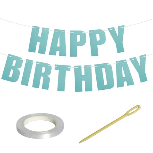 1 Stück vorbespannte Perle Blau Happy Birthday Banner Lustige Geburtstag Party Dekorationen Happy Birthday Schild Wanddekoration (Perlblau) von Yeetandoo