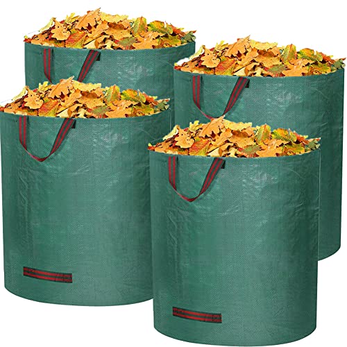 Gartensack 272l Gartenabfallsack 4Pack, Faltbar Gartensack Selbstaufstellend mit 4 Griffe Wiederverwendbare und Stabile Laubsack für Gartenabfälle Laub Rasen Pflanz Grünschnitt(4er-Pack) von Yeeteesy