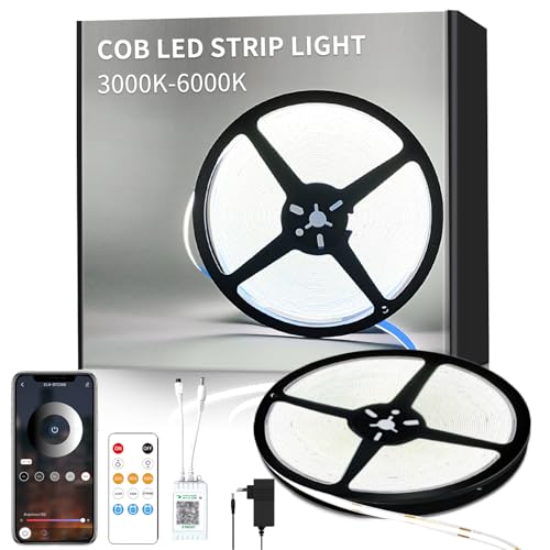 Yeewhale 20M Dimmable COB LED Strip 24 V Flexible COB led streifen Set,6000K Weiß Bright Under-Unit Light for Home Party DIY Decoration,App Steuerung mit Fernbedienung Yeewhale 20M Dimmable COB LED Strip 24 V Flexible COB led streifen Set,6000K Weiß Bright Under-Unit Light for Home Party DIY Decoration,App Steuerung mit Fernbedienung von Yeewhale