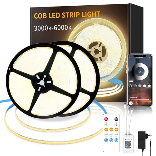 Yeewhale 30m Dimmable COB LED Strip 24 V Flexible COB led streifen Set,3000K Warmweiß Bright Under-Unit Light for Home Party DIY Decoration,App Steuerung mit Fernbedienung Yeewhale 30m Dimmable COB LED Strip 24 V Flexible COB led streifen Set,3000K Warmweiß Bright Under-Unit Light for Home Party DIY Decoration,App Steuerung mit Fernbedienung von Yeewhale