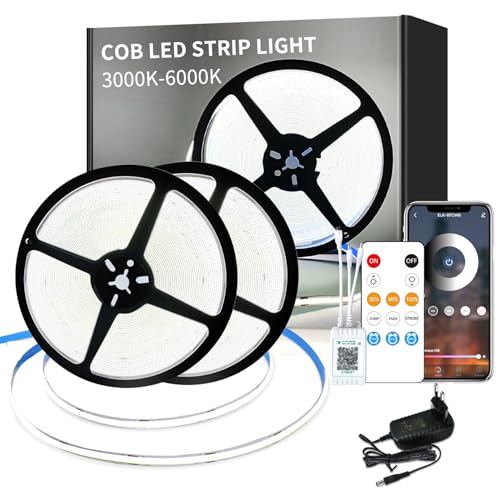 Yeewhale 30m Dimmable COB LED Strip 24 V Flexible COB led streifen Set,6000K Weiß Bright Under-Unit Light for Home Party DIY Decoration,App Steuerung mit Fernbedienung Yeewhale 30m Dimmable COB LED Strip 24 V Flexible COB led streifen Set,6000K Weiß Bright Under-Unit Light for Home Party DIY Decoration,App Steuerung mit Fernbedienung von Yeewhale