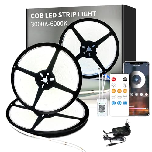 Yeewhale 30m Dimmable COB LED Strip 6000K Weiß 24 V Flexible COB led streifen Set,App Steuerung mit Fernbedienung Bright Under-Unit Led Light for Home Party DIY Decoration Yeewhale 30m Dimmable COB LED Strip 6000K Weiß 24 V Flexible COB led streifen Set,App Steuerung mit Fernbedienung Bright Under-Unit Led Light for Home Party DIY Decoration von Yeewhale
