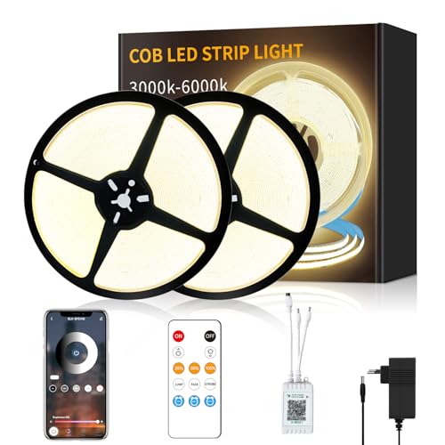 Yeewhale cob Led strip 30m,mit Fernbedienung, APP Steuerung,DC24V 3000k Warmweiß LED band,flexible Dimmbar COB LED Streifen, anwendbar auf Schlafzimmer, Raum,Schrank,DIY Dekoration Yeewhale cob Led strip 30m,mit Fernbedienung, APP Steuerung,DC24V 3000k Warmweiß LED band,flexible Dimmbar COB LED Streifen, anwendbar auf Schlafzimmer, Raum,Schrank,DIY Dekoration von Yeewhale