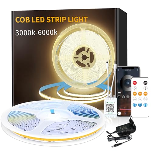 Yeewhale COB LED Strip 3000K Warmweiß,App Steuerung mit Fernbedienung 20M Dimmable 24 V Flexible COB led streifen SetBright Under-Unit Light for Home Party DIY Decoration Yeewhale COB LED Strip 3000K Warmweiß,App Steuerung mit Fernbedienung 20M Dimmable 24 V Flexible COB led streifen SetBright Under-Unit Light for Home Party DIY Decoration von Yeewhale