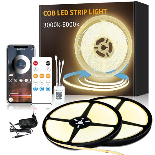 Yeewhale COB LED Strip 3000K Warmweiß,App Steuerung mit Fernbedienung 30M Dimmable 24 V Flexible COB led streifen Set Bright Under-Unit Light for Home Party DIY Decoration Yeewhale COB LED Strip 3000K Warmweiß,App Steuerung mit Fernbedienung 30M Dimmable 24 V Flexible COB led streifen Set Bright Under-Unit Light for Home Party DIY Decoration von Yeewhale