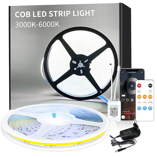 Yeewhale COB LED Strip 6000K Weiß,App Steuerung mit Fernbedienung 20m Dimmable 24 V Flexible COB led streifen Set Bright Under-Unit Light for Home Party DIY Decoration Yeewhale COB LED Strip 6000K Weiß,App Steuerung mit Fernbedienung 20m Dimmable 24 V Flexible COB led streifen Set Bright Under-Unit Light for Home Party DIY Decoration von Yeewhale