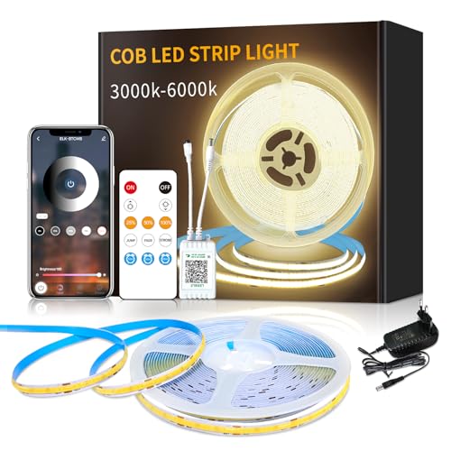 Yeewhale cob Led strip 10m,APP Steuerung,mit Fernbedienung, DC24V 3000k Warmweiß LED band,flexible Dimmbar COB LED Streifen, anwendbar auf Schlafzimmer, Raum,DIY Dekoration von Yeewhale
