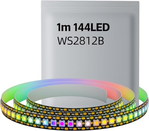1M WS2812B LED Strip 144leds Individuell adressierbare PCB RGB mit IC LED Streifen für DIY Projekt Elektro Liebhaber Dekoration, IP30 innen (Schwarz, 1m 144LEDs) von Yeexppz