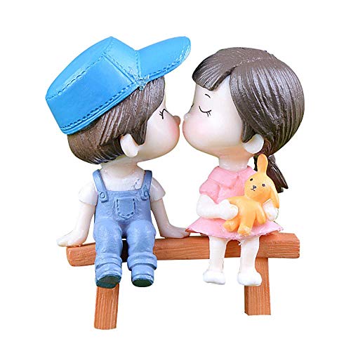 Yeeyf Romantische Paare Figuren Verliebt Bank Kuss Liebhaber Puppe langlebig schöne grüne Pflanze Dekorationen süße Liebhaber Paare Figuren romantische Figuren Handwerk von Yeeyf