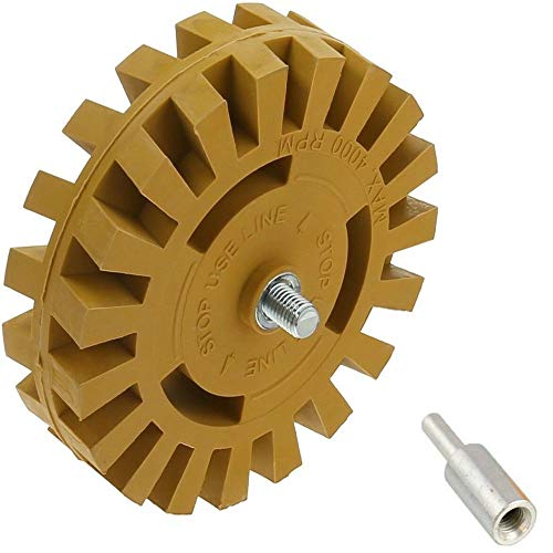 Yefun 4"Zoll Gummi Radierscheibe Rad Folienradierer mit Bohradapter für Entfernen Auto Kleber Aufkleber Nadelstreifen Aufkleber (26MM) von Yefun