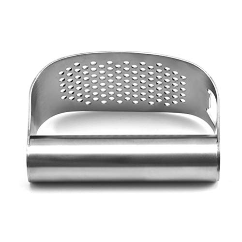 Yeglg Knoblauchpresse Zerkleinererer, Edelstahl Küche Knoblauchpressen Wippe, Multifunktionsroller Zuhause Küche Gadgets Reinigungsbürste und Öffner von Yeglg