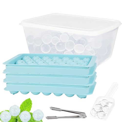 Eiswürfelformen Eiswürfelschalen 2,5 cm x 99 Fach Eisblock Non-BPA Kühlkumpel Eiskugeln für Getränke für Eis Cocktail Kaffee und Tee(3 Blaue Eiswürfelbehälter & Eisbehälter & Schaufel & Eiszange) von Yegookay