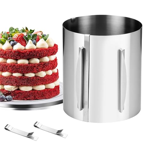 Tortenring Hoch 20cm Tortenschablone Verstellbarer 16-30cm Tortenretter Frost Form Torte Set Torten Einstreichhilfe Mini Tortenringe Tortenrand Tortenset Zubehör Backzubehör zum Schichten oder Füllen von Yegookay