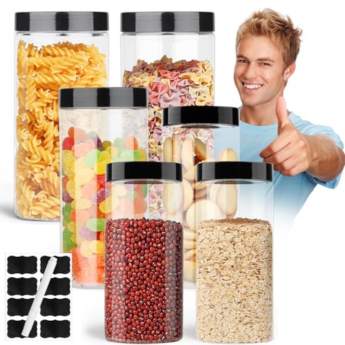 Yegookay 6 Vorratsdosen mit Deckel (1L*3+0.5L*3) Mottensichere Behälter Küchendosen Set Küchendosen Kakao Dose Aufbewahrung Müslibox Luftdicht Gewürzdosen Kunststoff Leer(4.5L) von Yegookay