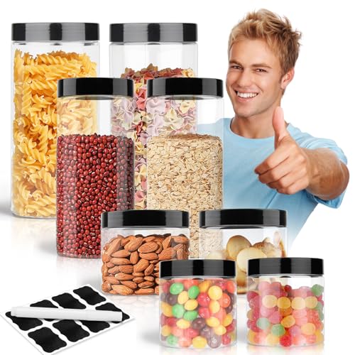 Yegookay 8 Mottendichte Vorratsdosen (0.2L+0.4L+0.5L+1L) BPA Free Behälter Für Proteinpulver Lebensmittel Motte Salz Zucker Mehl Behälter Set Kunststoffdosen Mit Schraubverschluss(4.2L) von Yegookay