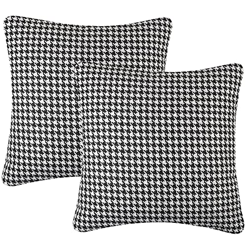 Yeiotsy Kissenbezüge mit Hahnentrittmuster, für Sofa, Bett, Couch, Stuhl, geometrisch, aus Baumwolle und Leinen, 45,7 x 45,7 cm, Schwarz, 2 Stück von Yeiotsy