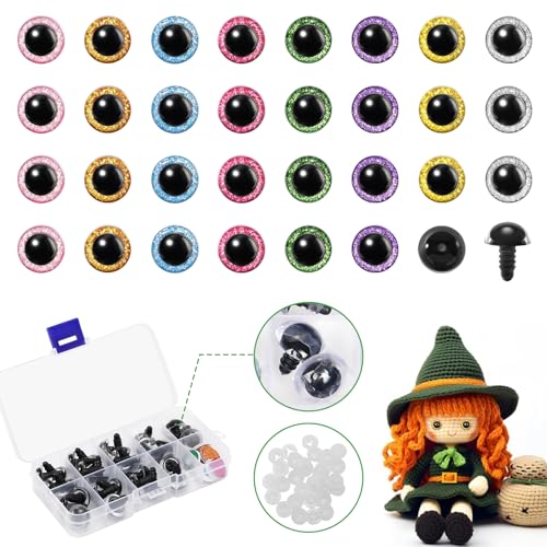Yekavo 30 Stück 10mm Sicherheitsaugen für Amigurumi,8 Farbe Glitzer Kunststoff Sicherheitsaugen für Häkeln Handwerk Häkeln Augen,Puppe Augen für Häkeln Tiere Plüsch Plüschtiere DIY Puppe Bär Spielzeug Yekavo 30 Stück 10mm Sicherheitsaugen für Amigurumi,8 Farbe Glitzer Kunststoff Sicherheitsaugen für Häkeln Handwerk Häkeln Augen,Puppe Augen für Häkeln Tiere Plüsch Plüschtiere DIY Puppe Bär Spielzeug von Yekavo