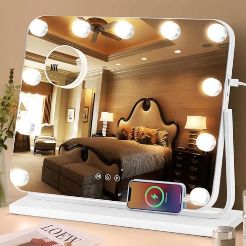 Yekavo Schminkspiegel mit Beleuchtung,Hollywood Spiegel mit 11 LED Lampen,1pcs 10X Vergrößerungs Spiegel,360°drehbarer Kosmetikspiegel mit 3 Lichtmodi, Kosmetikspiegel mit Touch Steuerung, 50 x 42 cm Yekavo Schminkspiegel mit Beleuchtung,Hollywood Spiegel mit 11 LED Lampen,1pcs 10X Vergrößerungs Spiegel,360°drehbarer Kosmetikspiegel mit 3 Lichtmodi, Kosmetikspiegel mit Touch Steuerung, 50 x 42 cm von Yekavo